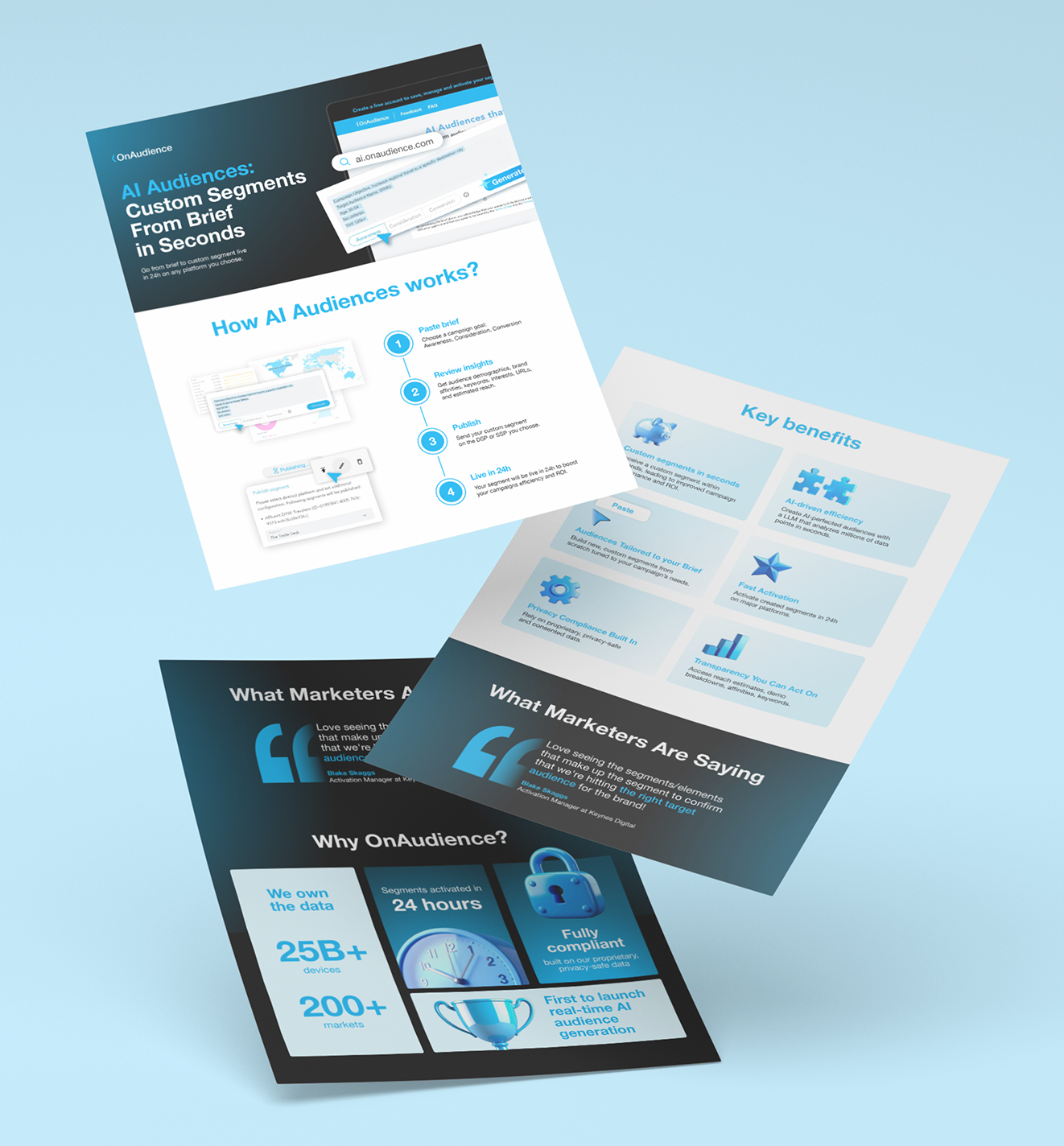 OnAudience one-pager mockups
